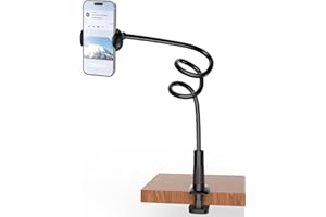 TONDA Phone Holder for Bed Desk, Gooseneck Phone Holder Stand with 33 inch Adjustable Flexible Long Arm Clip Clamp Bracket Mount for iPhone 15 Pro Max XR X 8 7 6 or Other 4-7" Devices