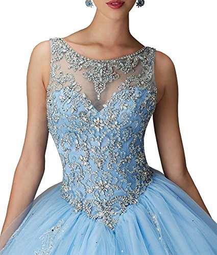 BessDress Gorgeous Long Prom Dreses Girls'Ball Gown Beads Quinceanera Dresses BD084 - Thumbnail 2