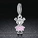 MICHIKO Pink Enamel Charm Bracelets for Girls Apply To Pandora Necklaces Jewelry Birthday Gifts