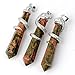 Top Plaza Snake Chakra Healing Pendants for Necklace, Natural Amethyst Rose Quartz Unakite, Opalite, Synthetic Golden Sand Malachite, 6pcs
