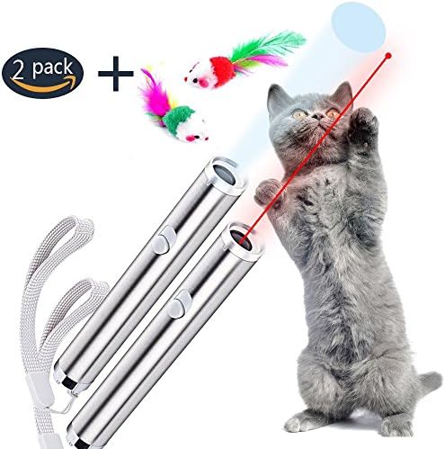 2 Pack Funny Pet Cat Catch Interactive Led Laser Light Toy, Cat Interactive Laser Light Pointer Toys, 2 in 1 Cat Chaser Toys with Laser Dot and Flashlight to Scratching Training Tool for Cat or Dog