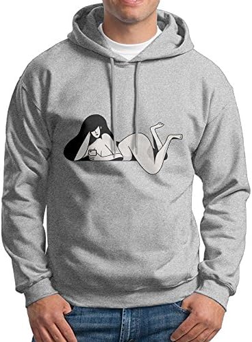 Fashion Men's Athletic Sexy Women Print Soft & Cozy Drawstring Sweatshirt Without Pocket Sweater Shirt Ash L