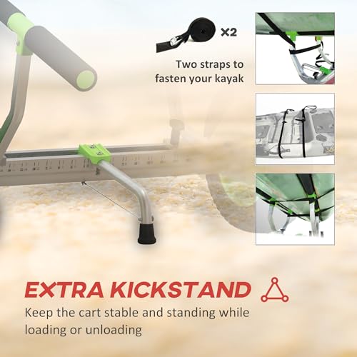 Soozier Heavy Duty Kayak Cart, 220 lbs Capacity Canoe Trolley Cart with Adjustable Width, 10'' Flat-Free Wheels and Tie-Down Straps, for Canoes Paddleboards Boats