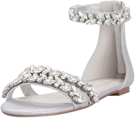 Amazon Com David S Bridal Jeweled Metallic Ankle Strap Flat
