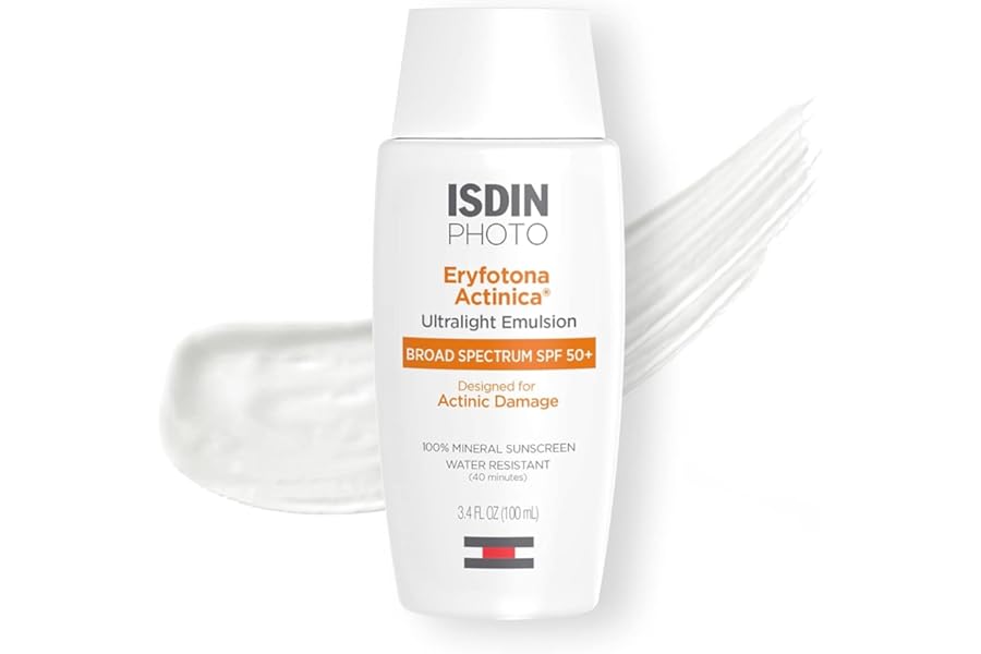 ISDIN Eryfotona Actinica Zinc Oxide and 100% Mineral Sunscreen Broad Spectrum SPF 50+, No White Cast, Suitable for Sensitive Skin