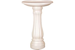 Union Products Bird Bath for Outside, Round Outdoor Patio Lawn and Garden Decor with Fillable Base for Stability, 17"D x 25"H, White