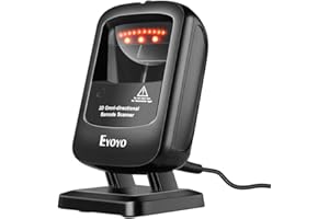 Eyoyo 1D 2D Desktop Barcode Scanner, Omnidirectional Hands-Free USB Wired Barcode Reader, Capture Barcodes from Mobile Phone 