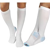 2 Pairs Medical Grade 15-20mmHg TED Hose Compression Stockings for Women & Men, Knee-High Anti Embolism Stockings with Inspection Hole, Unisex White