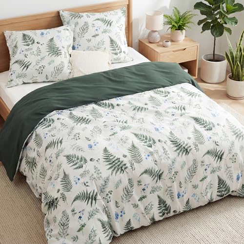 BEDSURE Bettwäsche 220x240 3teilig - Pflanzen Grün, 2x80x80 Kissen