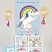 AerWo Large Pin The Horn on the Unicorn Party Game, Rainbow Unicorn Party Games with 24 Sticker Horns and Eye Mask for Kids Birthday Party Decorations, Unicorn Party Supplies