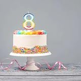 Unique Vibrant Rainbow Border Number 8 Birthday Candle 7cm x 12cm view 2