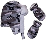 N'Ice Caps Toddler and Baby Soft Sherpa Lined Camo Trooper Hat And Mittens