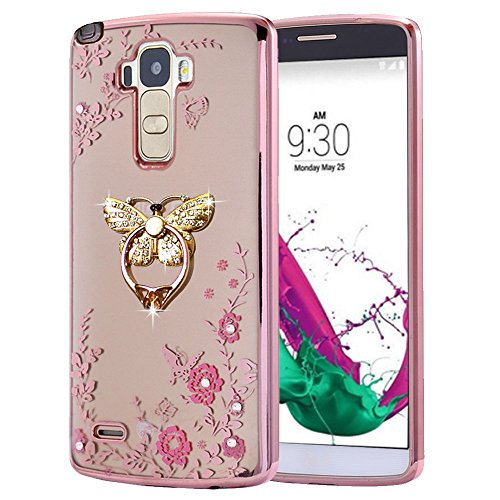 LG G Stylo Case , Vista 2 Case , [Best Share] Luxury Bling Crystal Clear TPU Stand Case Slim Soft Bumper Protective Cover For LG Stylus LS770/ G4 Sprint/ G4 Note/H631/MS631 , Butterfly Stand