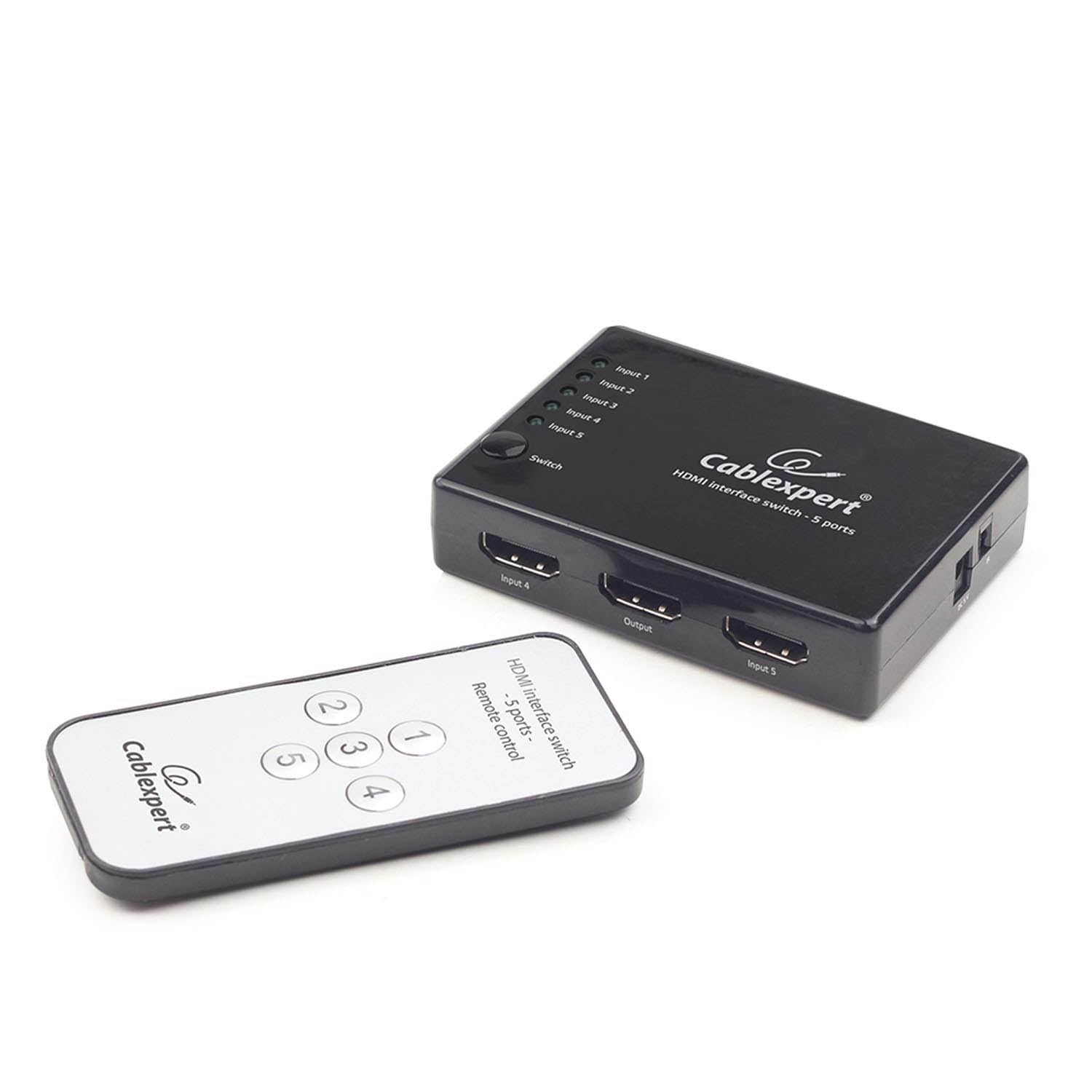 Gembird HDMI switch 5 inputs -> 1 output 4k + remote control.