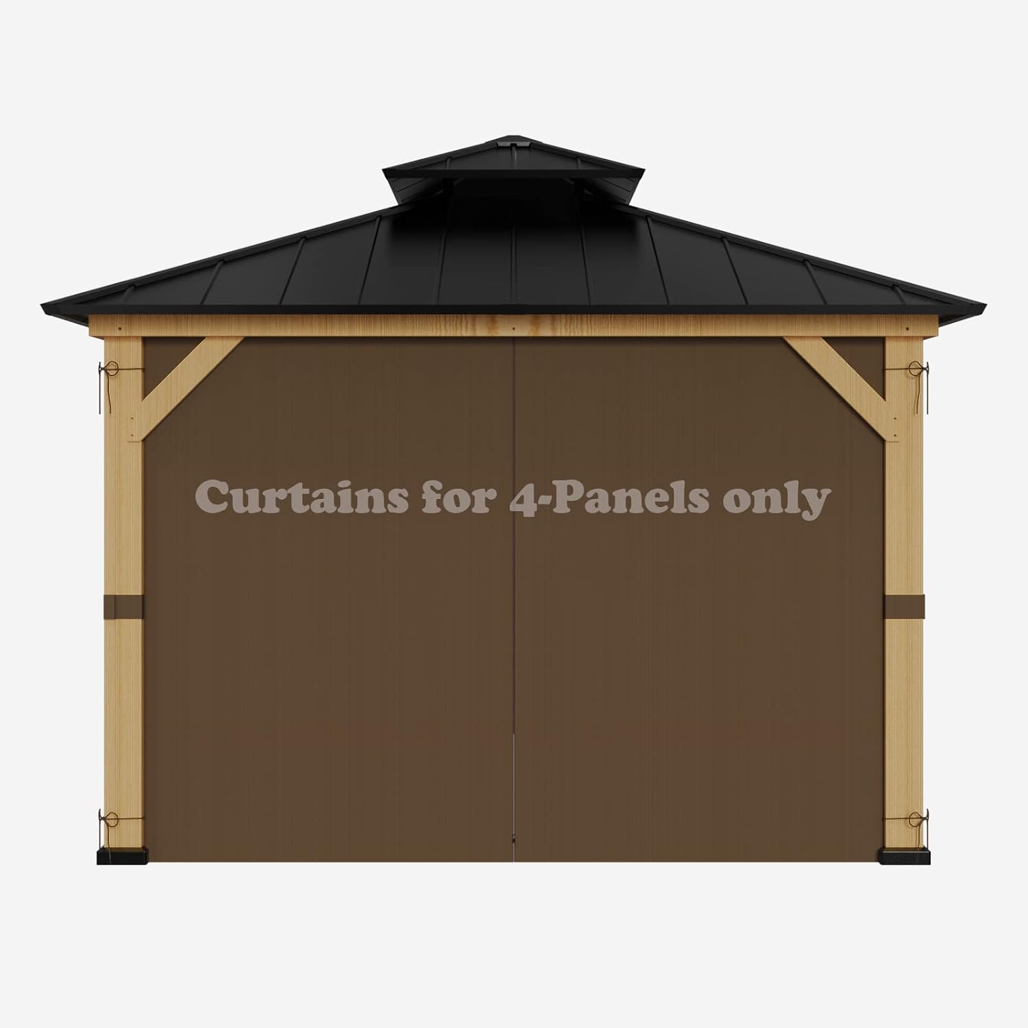 Outdoor Curtains - 10-ft x 12-ft Gazebo Curtains,Privacy Replacement Sidewall 4-Panel Universal Shade Curtains Set,Protecting Side Walls (Only Curtain)-Brown
