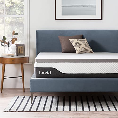Lucid 2 Inch Mattress Topper Queen Memory Foam Bamboo Charcoal Infusion Cooling