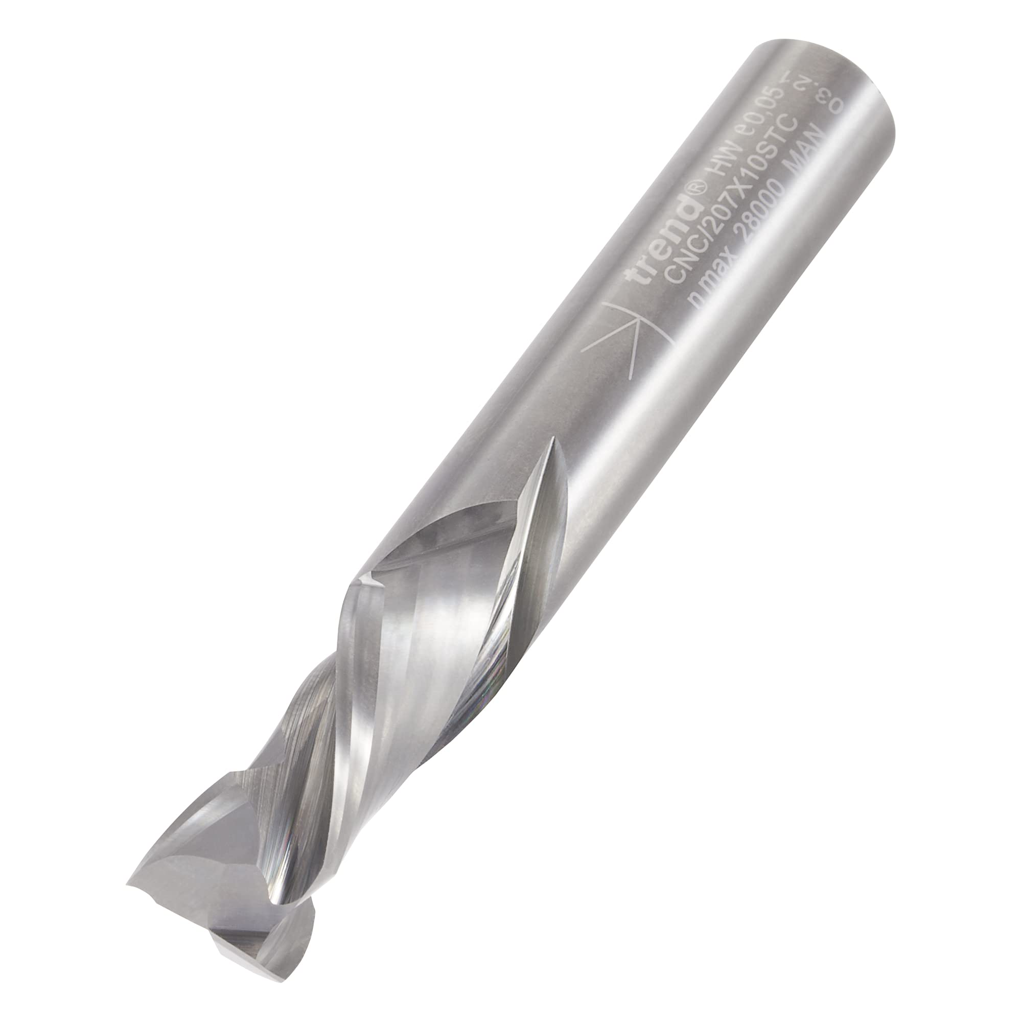 Trend CNC Compression Spiral Router Cutter, 10mm Shank, 10mm Cut Diameter & 22mm Cut Length, Solid Tungsten Carbide, CNC/207X10STC