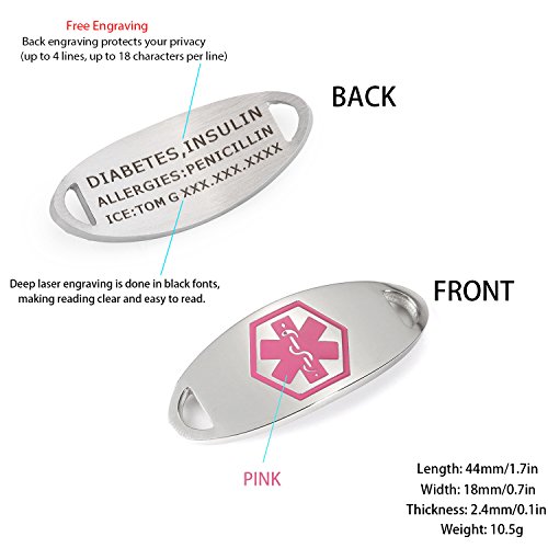 BAIYI 3Pack Bracelet ID Tags - Stainless Steel Medical Alert ID Identification Tags for Custom Engraved Bracelets