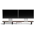 Desk Shelf Setup Cockpit Monitor Stand for Dual Screen Walnut Wood Riser Large Desk Organiser (Full Length | 45.7 Inches)