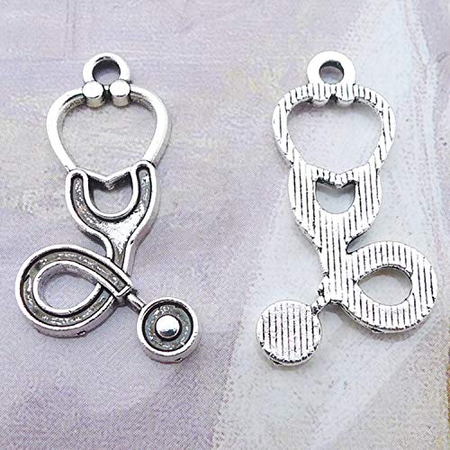 MT 2007 Alloy Charms, Silver Tone Handmade Supply Charms, Handmade Craft, Handmade Jewelry Supply (50PCS JHS41 Stethoscope Charms)