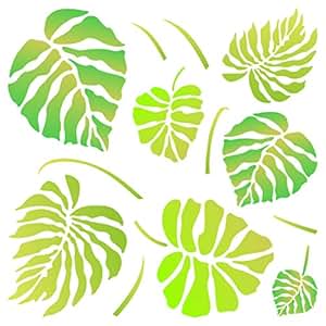stencil tropical leaves monstera template philodendron reusable added painting