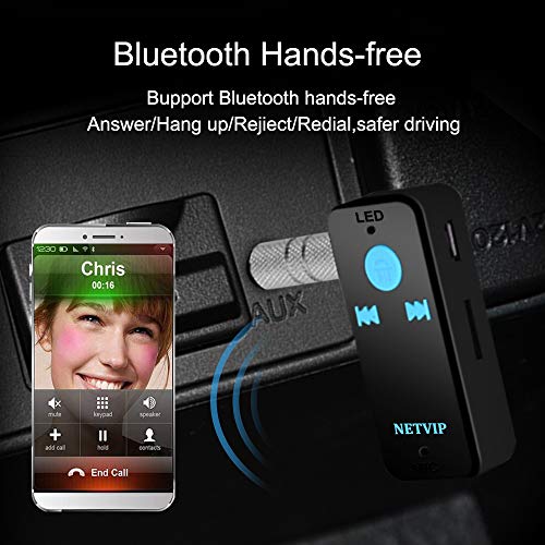 Bluetooth Receiver Wireless Car Audio Adapter, Hands-Free Audio Receiver & Mini 3.5mm Aux Audio Adapter Car Kits for Headphones/Speakers/Home Streaming Music Stereo Sound System TF/SD Card Supported