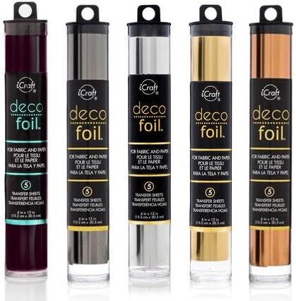 Deco Foil - Transfer Sheets - Black, Pewter, Silver, Gold, and Copper - Bundle of FIVE colors