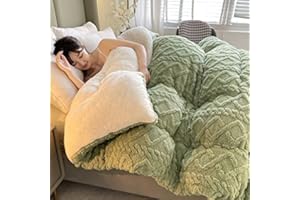 SOVILEE Thickened Super Soft Insulation Hibiscus Winter Quilt, Cashmere and Hibiscus Double Fabrics, Breathable Warmth Fluffy Plush Double Sided Velvet Blanket (Green,180 * 220cm/70.86 * 86.61in (4KG))