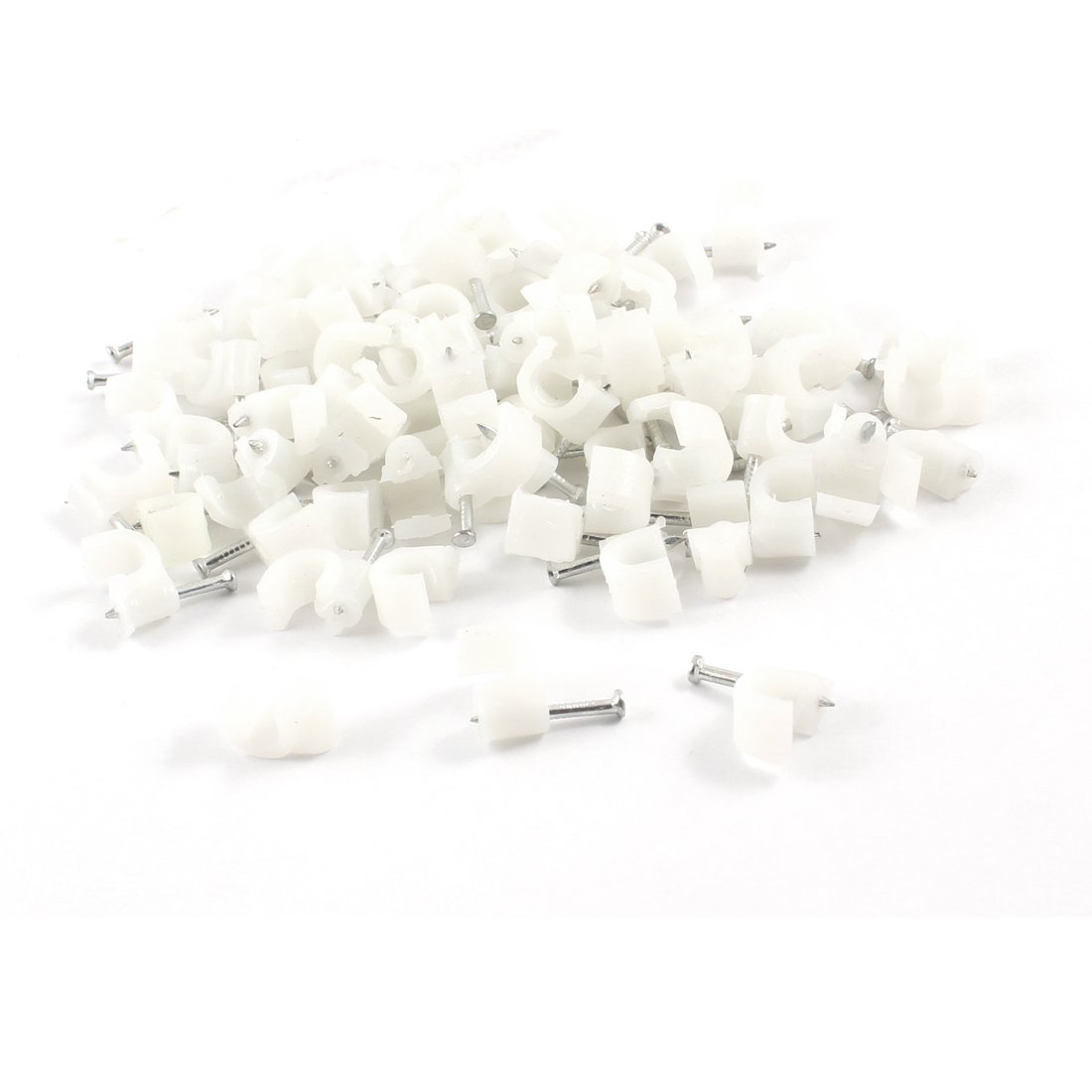 Sourcingmap 100 Pcs 6mm Diameter Wire Fastener Circle Cable Clips w Metal Nail