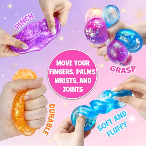 MSYTIFOG 2 Pcs Stress Balls, Water Drop Squishies Squeeze Toys, Stress Relief Fidget Sensory Toy for Kids with Autism, Nice Stress Cube-Drop Gifts for Anxiety Relief Office Easter Birthday (Blue&Pink)
