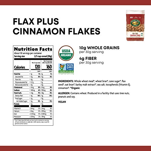 Nature's Path Flax Plus Cinnamon Flakes Cereal, Healthy, Organic