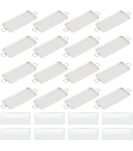 Afunta Kit De 15 Pendentifs Avec Plateaux Rectangulaires, Carreaux Verre Et Cordons - DIY Bijoux Personnalisés, Photos