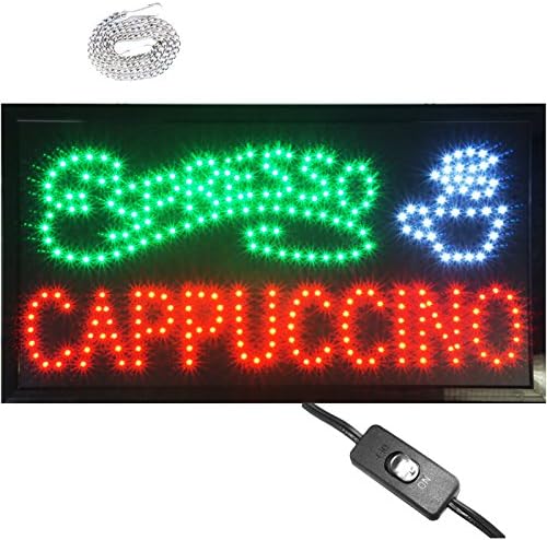 Large 24x13" Bright Animated LED Espresso Cappuccino Coffee Shop Store Sign neon