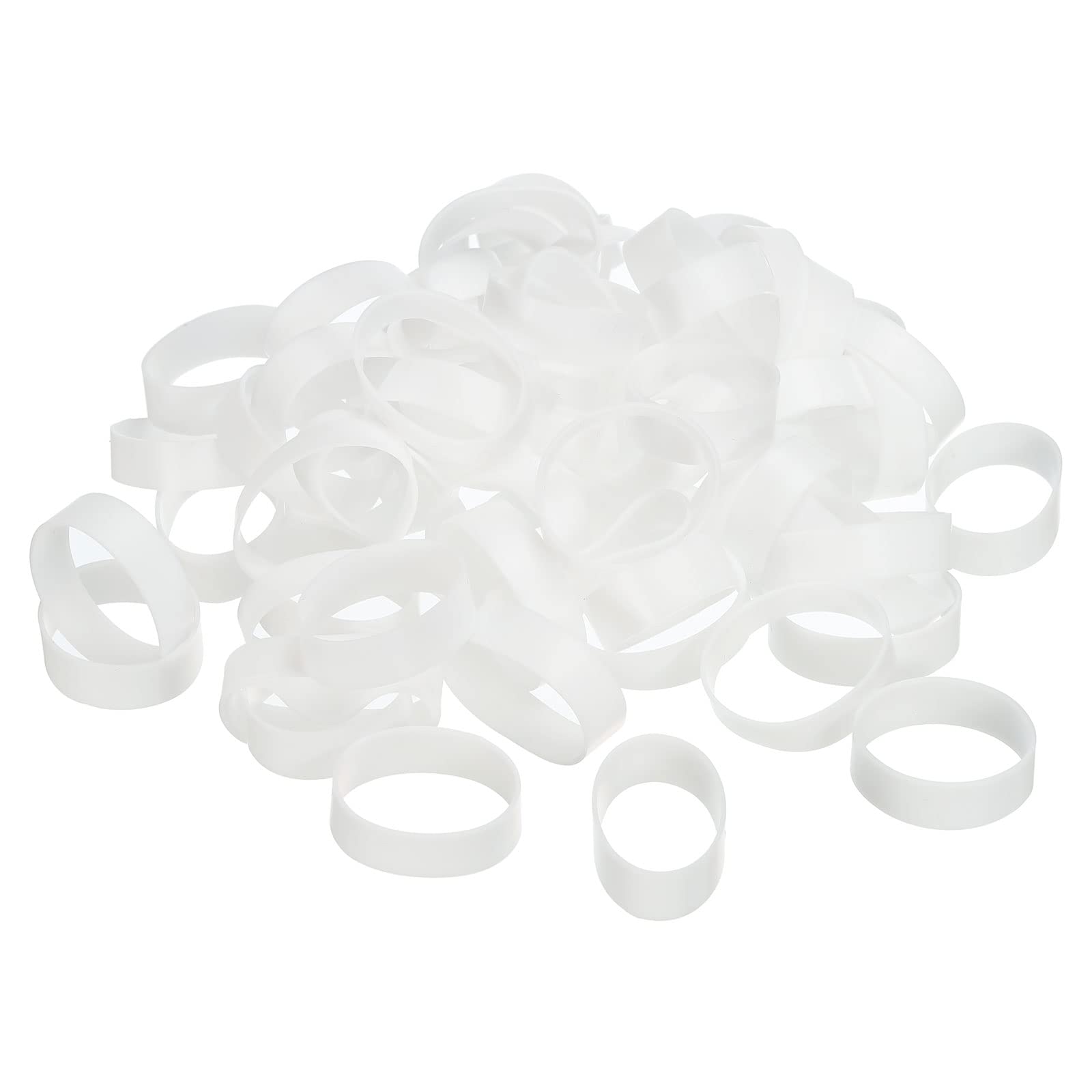 PATIKIL Silicone Rubber Bands Cable Ties 100pcs Non-Slip 1 1/4" Flat White for Cord Wrapping, Bag Wraps, Art