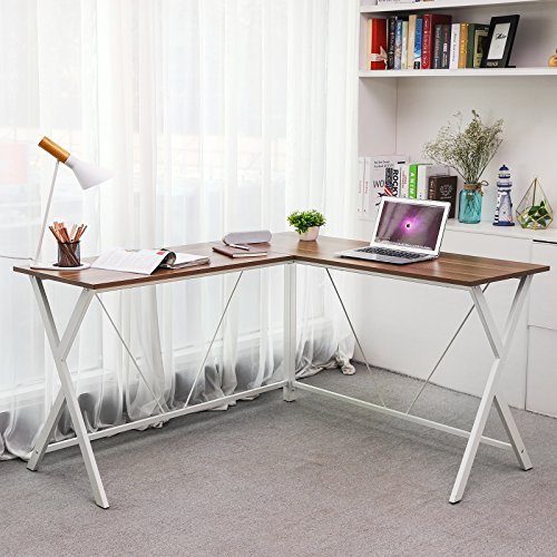VASAGLE LShaped Computer Desk, Corner Office Writing Desk, Gaming Workstation, Sturdy Metal