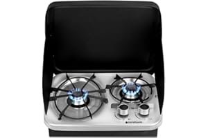 CAMPLUX ENJOY OUTDOOR LIFE RV Stove Propane, Camplux Stainless Steel RV Cooktop Stove, Built-In 2 Burner Propane RV Stove, Mini Rv Trailer Camp Stove for Household RV Picnics,Included Cover