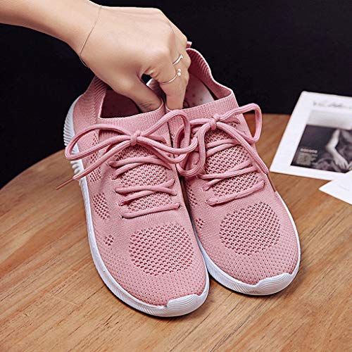 SSYUNO Women's Fashion Sneakers Athletic Mesh Breathable Sports Shoes Comfort Tennis Running Jogging Gym Shoes Pink