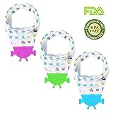 [3 Pack] Bandana Teething Bibs, Baby Bib with Teether Toy for Drooling, Teething and Chomping, 100% Cotton, Soft & Absorbent, BPA-Free Food-Grade Silicone Teether, Adjustable Snaps for Boys Girls