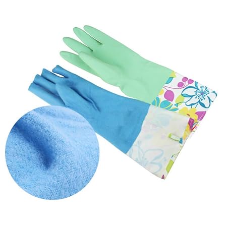 Templom SIX Grüne Geschirrspülhandschuhe für und Samt Gummiwäsche warme Handschuhe