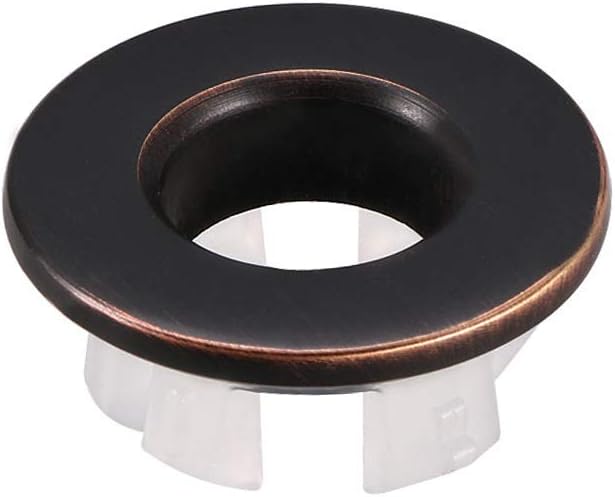 sourcing map Sink Basin Trim Overflow Cover Copper Insert in Hole Round Caps Bronze Black