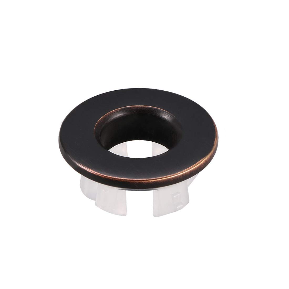 sourcing map Sink Basin Trim Overflow Cover Copper Insert in Hole Round Caps Bronze Black