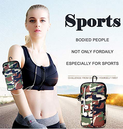Arm Bag for Men Fashion Camo Waterproof Armband Outdoor Hiking Wrist Bag for Phone&Keys,Lightweight Small Mini Crossbody Bag Workout Zipper,Cell Phone Holder Arm Case for Apple iPhone/Samsung/LG/Sony