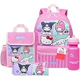 Cute Hello Kitty Cartoon School Backpack, Kawaii Kuromi My Melody Cinnamoroll Laptop Bag Pattern