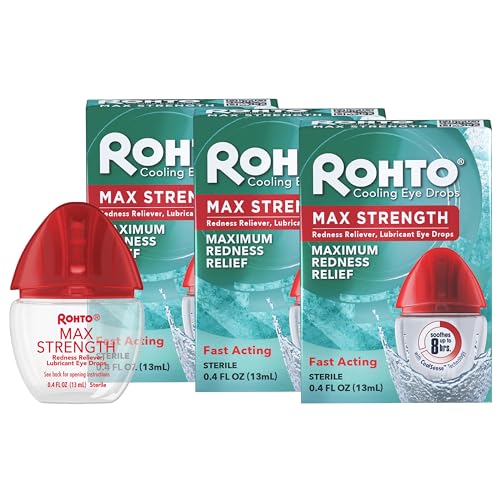 Rohto Max Strength Redness Reliever, Lubricant Eye Drops, Fast, Cooling Relief…