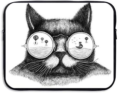 ASKSWF Laptop Sleeve Case Protective Bag Cat Illustrations Printed Ultrabook Briefcase Sleeve Bags Cover For 15 Inch Macbook Pro/Notebook/Acer/Asus/Lenovo Dell/Women/Men