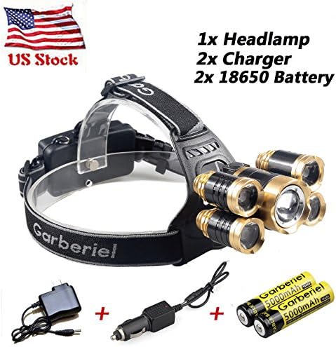 HeCloud 4 Modes 5X T6 LED Rechargeable 18650 Headlamp Headlight