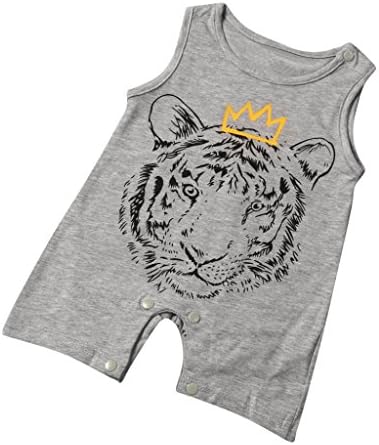 Muxika Lovely Infant Baby Kid Boy Summer Sleeveless Tiger Print Romper Jumpsuit (0~6 Month, Gray)