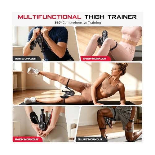 Ejercitador Muslos y Suelo Pélvico Kegel para Mujer y Hombre, Pantalla Led, Resistencia 0–61Kg, Glúteos e Interior Piernas, Gimnasio En Casa, 360° Training Thigh Master