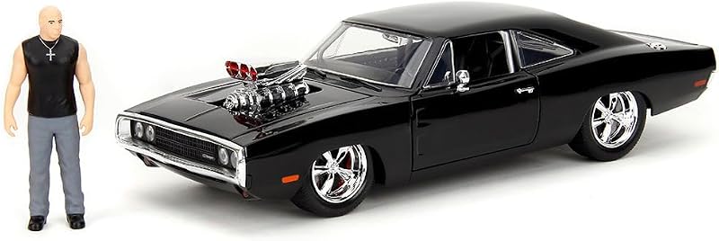 Toys Fast and Furious Modellauto Dodge Charger 1970 (19 cm) mit Dominic Toretto Figur (8 cm) - Film-Auto mit Teilen zum Öffnen, Spielzeug-Set aus Metall für Fans und Sammler ab 8 Jahre