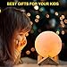 GPJOY Moon Lamp 3D Printing Moon Night Light Rechargeable Lunar Night Light, Dimmable Touch Control Brightness Warm and Cool White, Home Decorative Light with Wooden Stand, Diameter 5.7 Inch